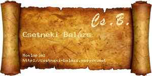 Csetneki Balázs névjegykártya