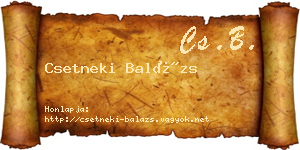 Csetneki Balázs névjegykártya